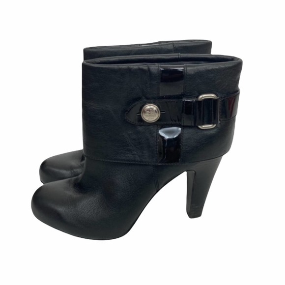 Coach Gene black leather heeled booties Sz 8.5 - Picture 6 of 10